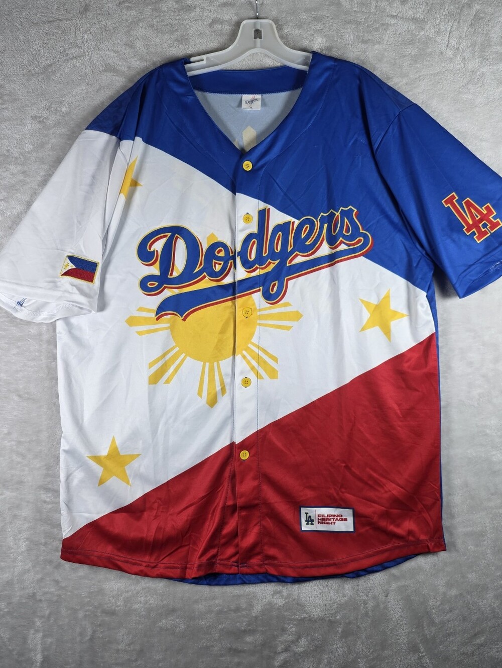 LA Dodgers Filipino Heritage Night Baseball Jersey XL Blue White Red Philippines